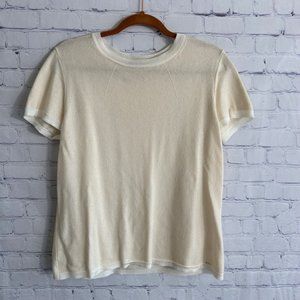 St. John Cashmere Blend Short Sleeve Shirt Stud Trim Size Medium